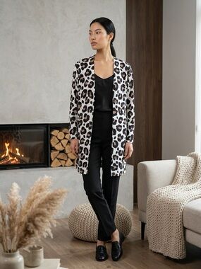 Ouges Leopard Print Open Cardigan - Size Small